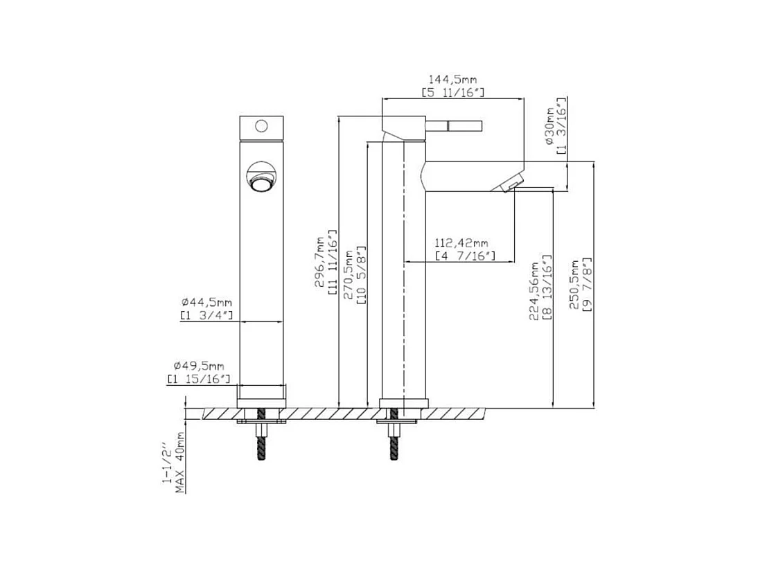 GRIFO hoge uitloop eenhendel badkamerkraan