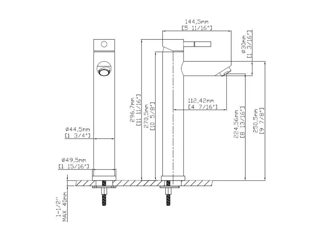 Miscelatore per bagno con bocca alta GRIFO