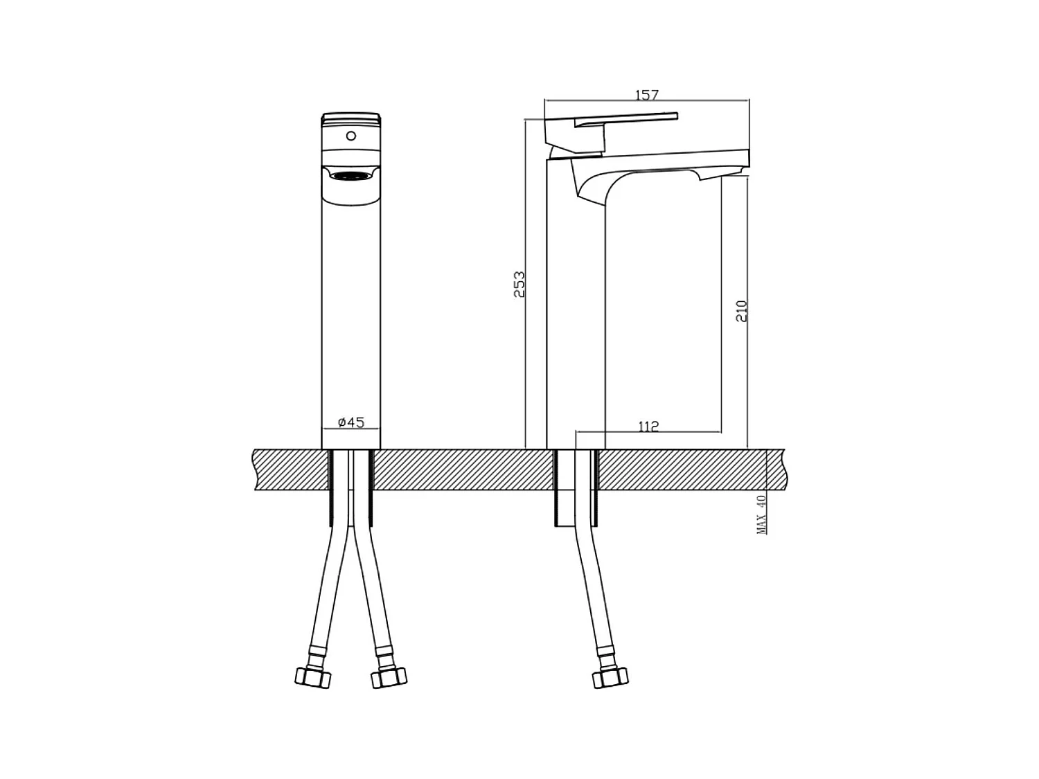 ROB Einhebel-Badarmatur mit hohem Auslauf