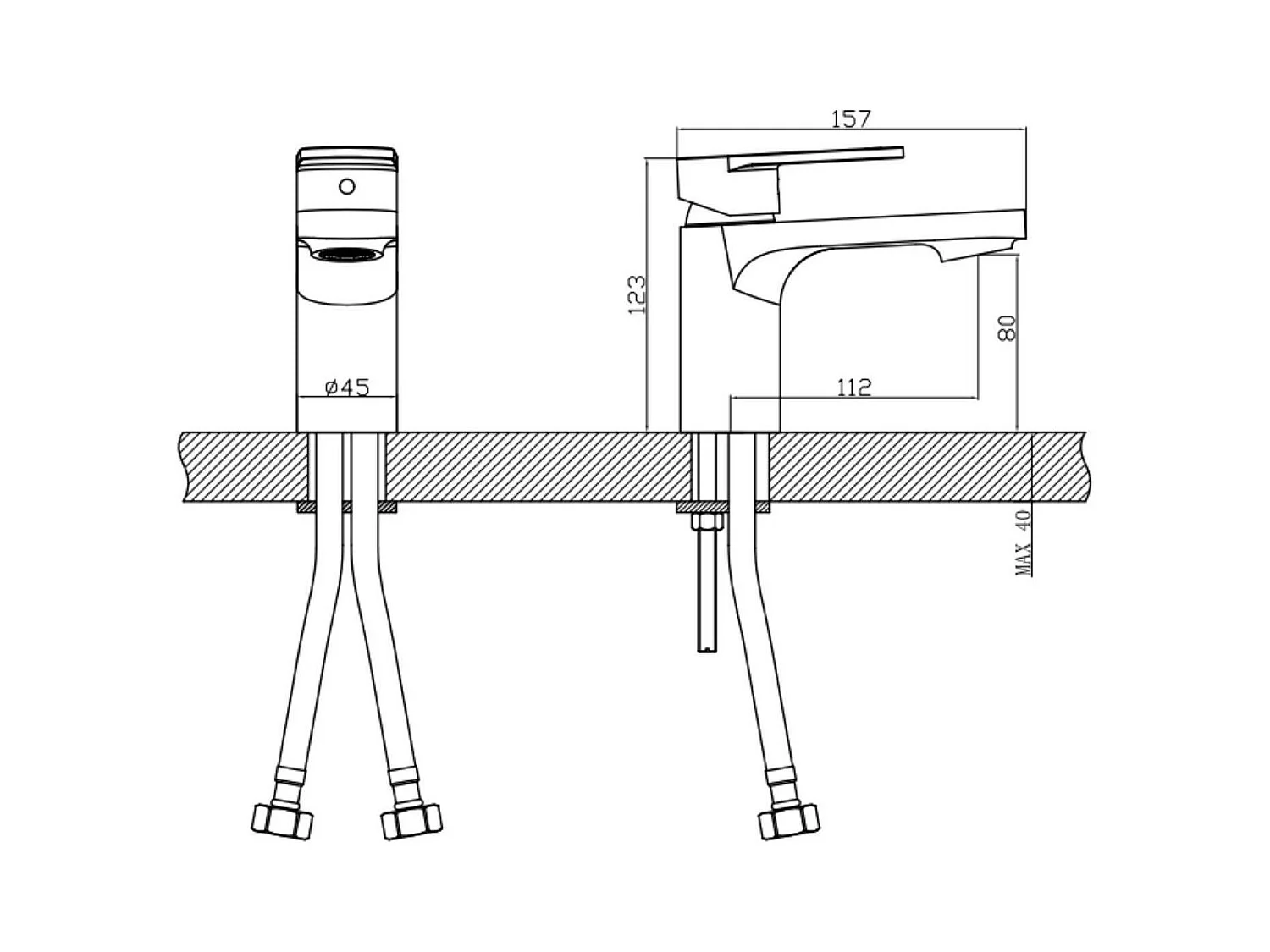 Grifo de baño con caño bajo  H15cm ROB
