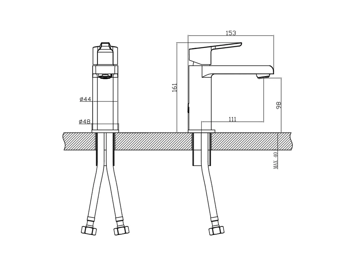 Grifo de baño con caño bajo negro H16cm NETO