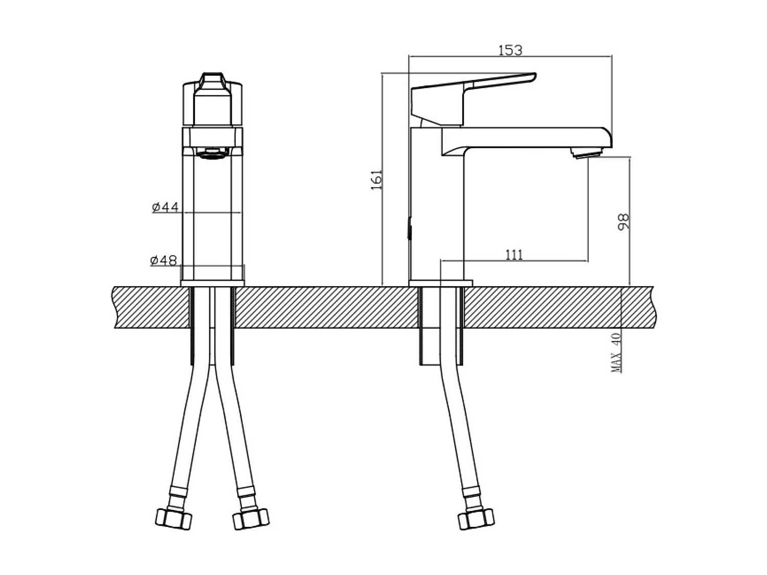 Neto lage uitloop badkamermengkraan