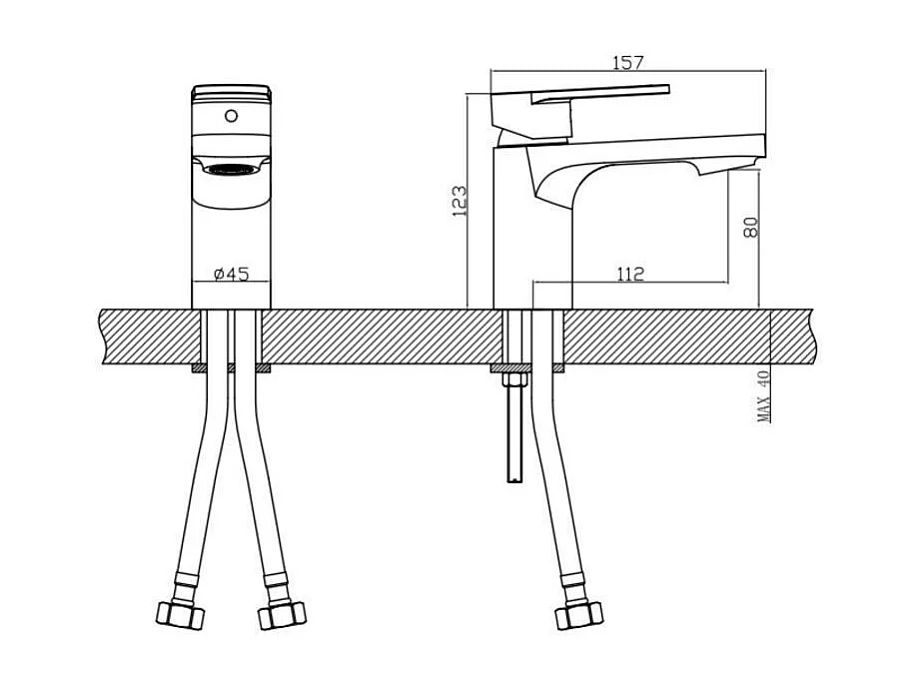 Grifo de baño con caño bajo  H15cm ROB