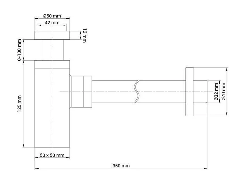 Sifón cuadrado negro recortable SIBILLE