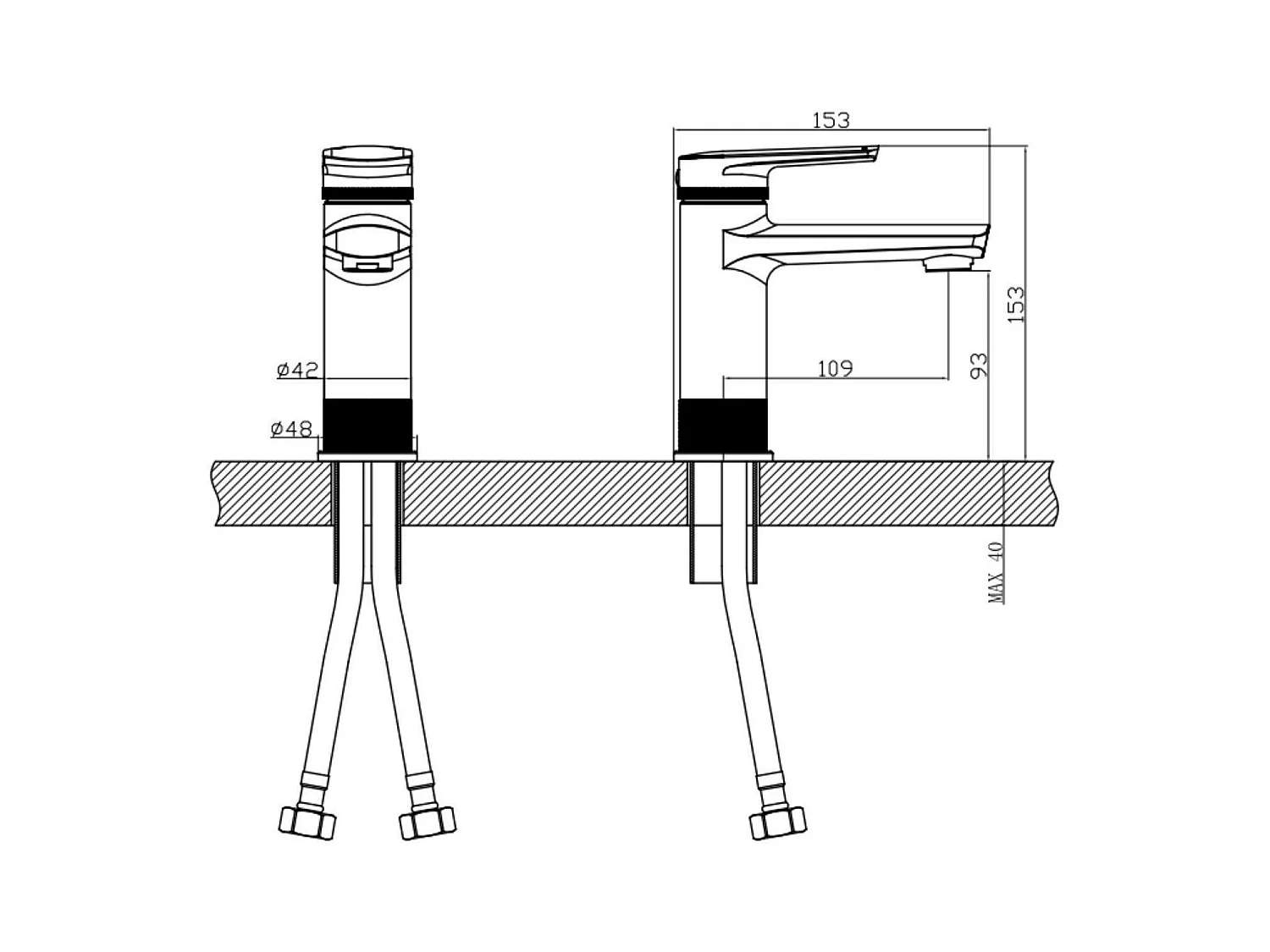 Van Einhebel-Badarmatur mit niedrigem Auslauf