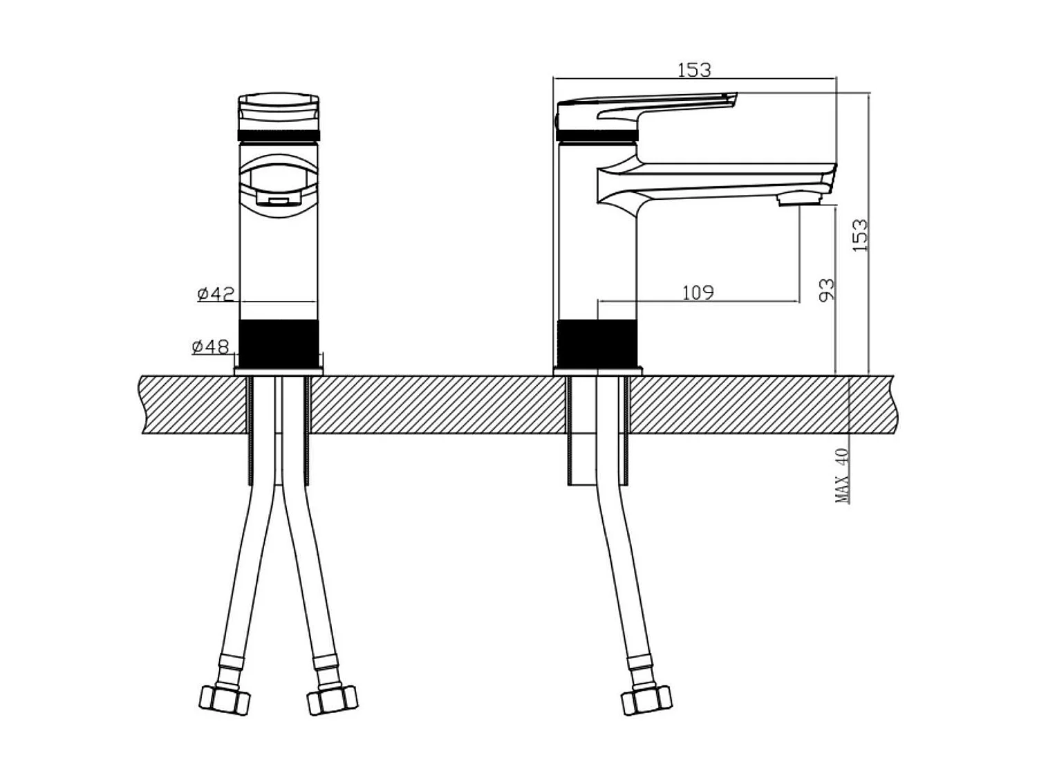 Van lage uitloop eenhendel badkamerkraan