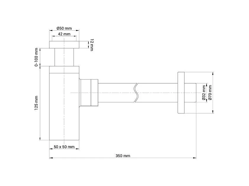 Sifón cuadrado negro recortable SIBILLE