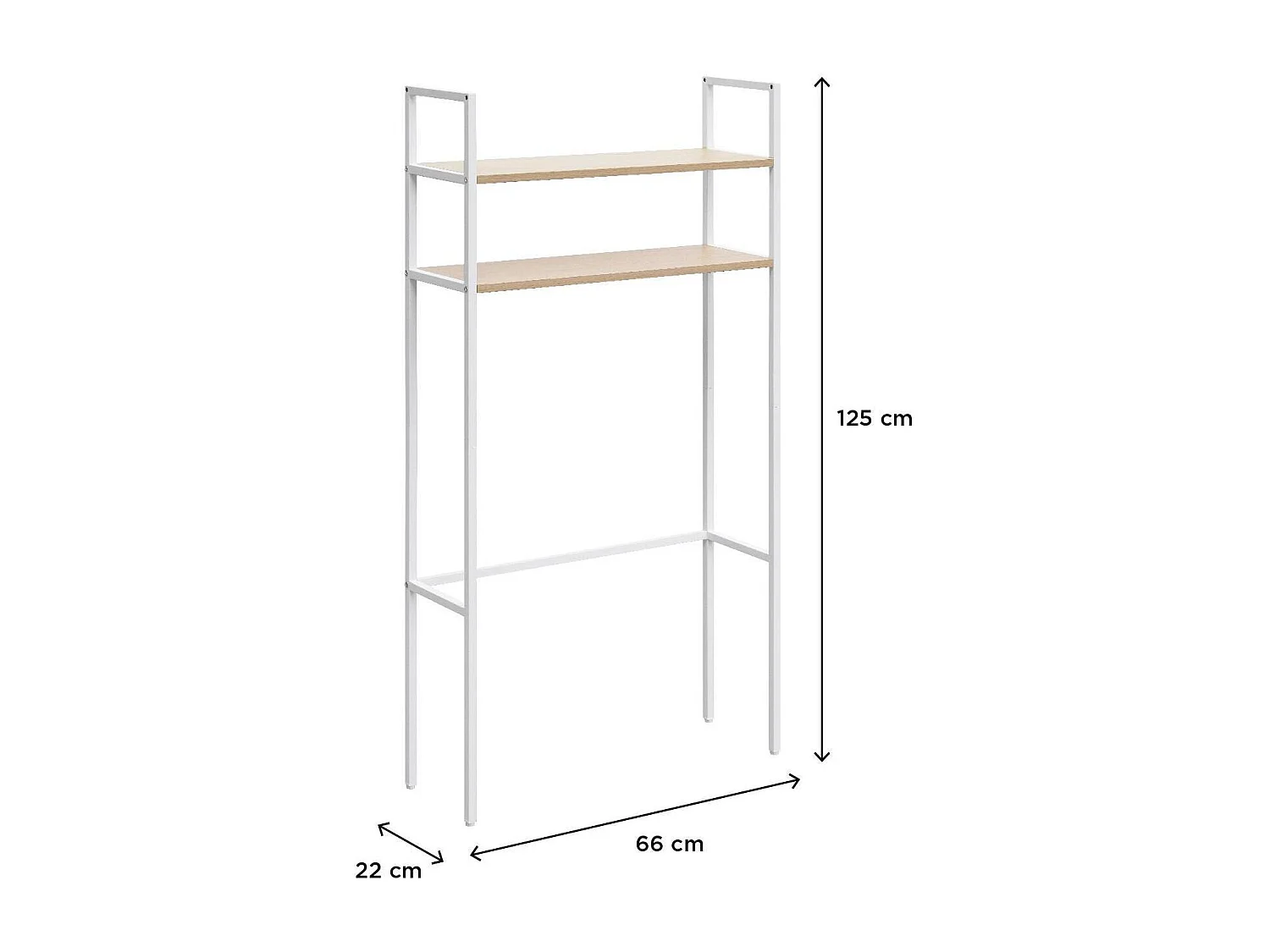 Étagère pont WC bas en métal blanc 125x66cm
