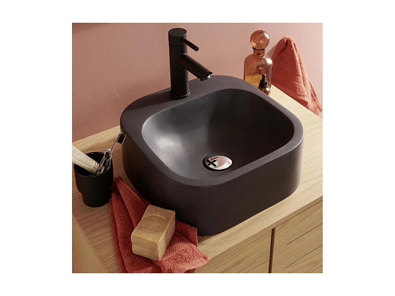 Lavabo oval sin borde de resina 37 cm SIAN Negro