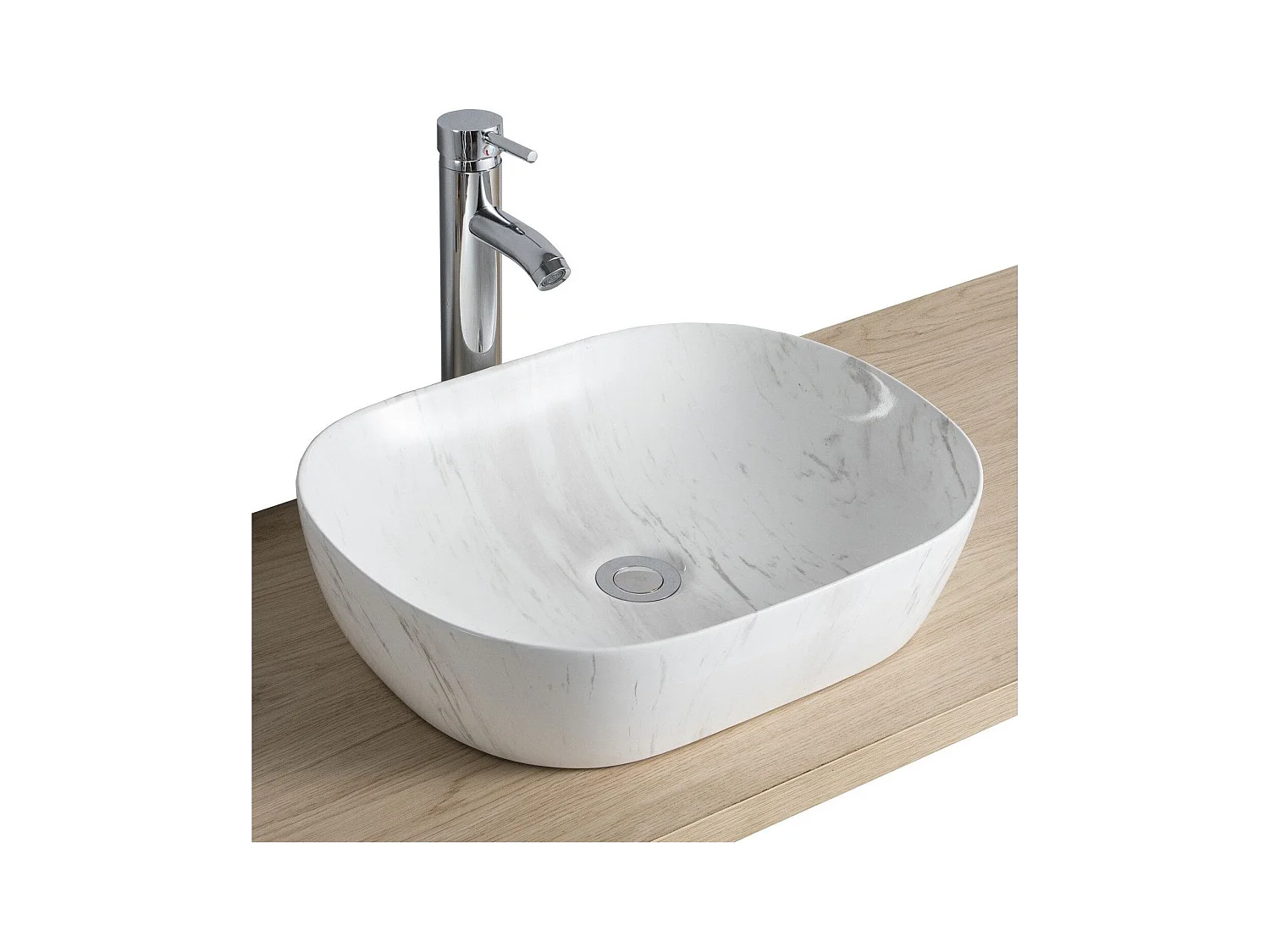 VADIM 46x37cm ovales Keramik-Aufsatzwaschbecken in Marmoroptik