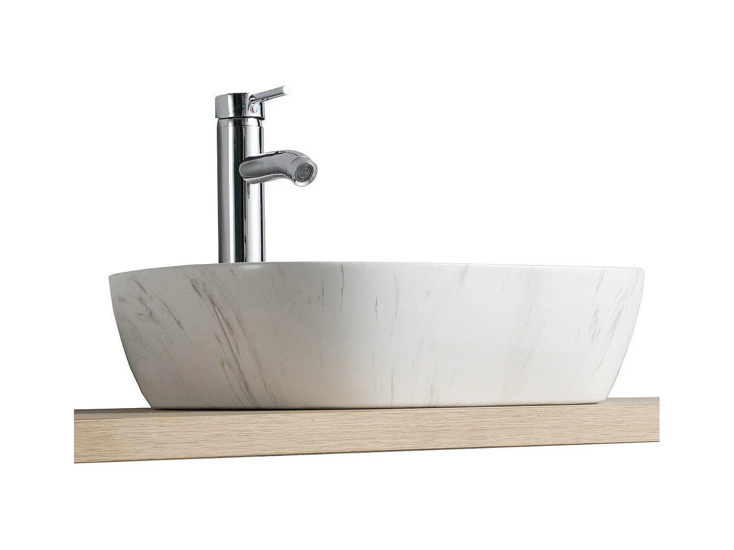 VADIM 46x37cm ovales Keramik-Aufsatzwaschbecken in Marmoroptik