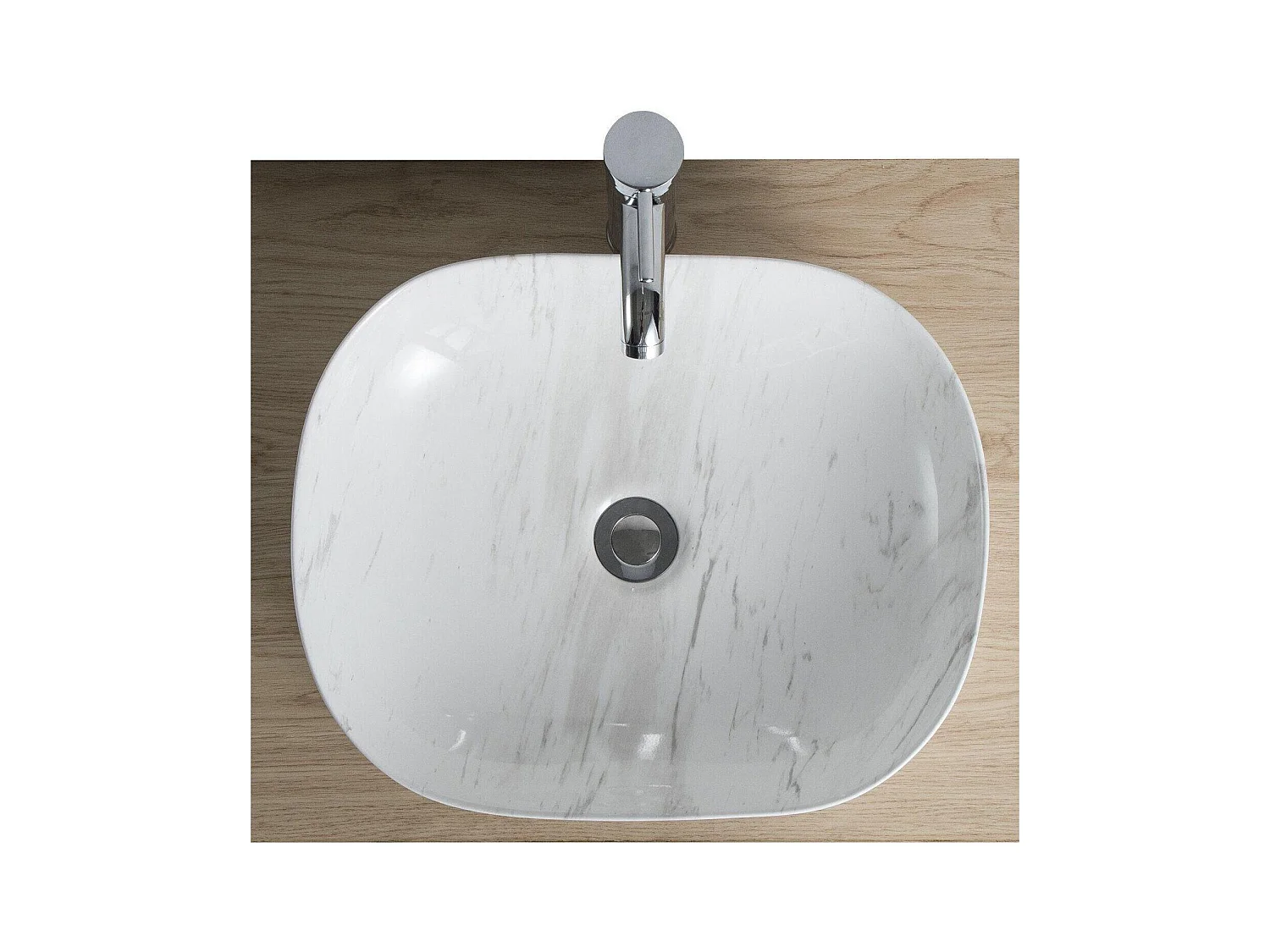 VADIM 46x37cm ovales Keramik-Aufsatzwaschbecken in Marmoroptik