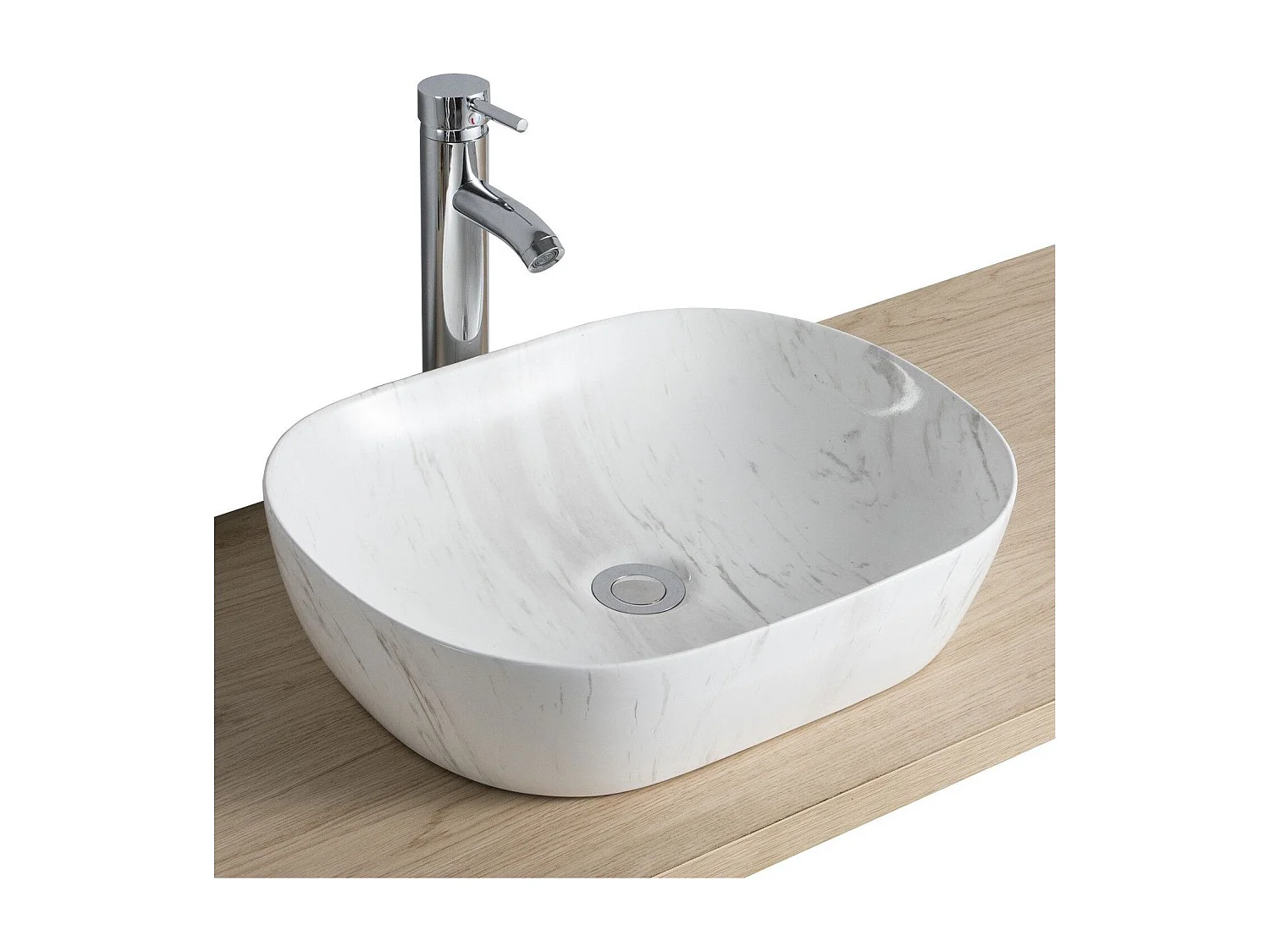 Lavabo ovale da appoggio in ceramica effetto marmo VADIM 46x37cm