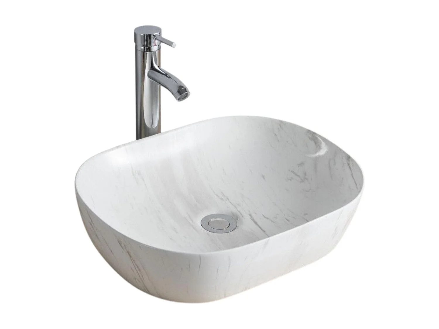 Lavabo ovale da appoggio in ceramica effetto marmo VADIM 46x37cm