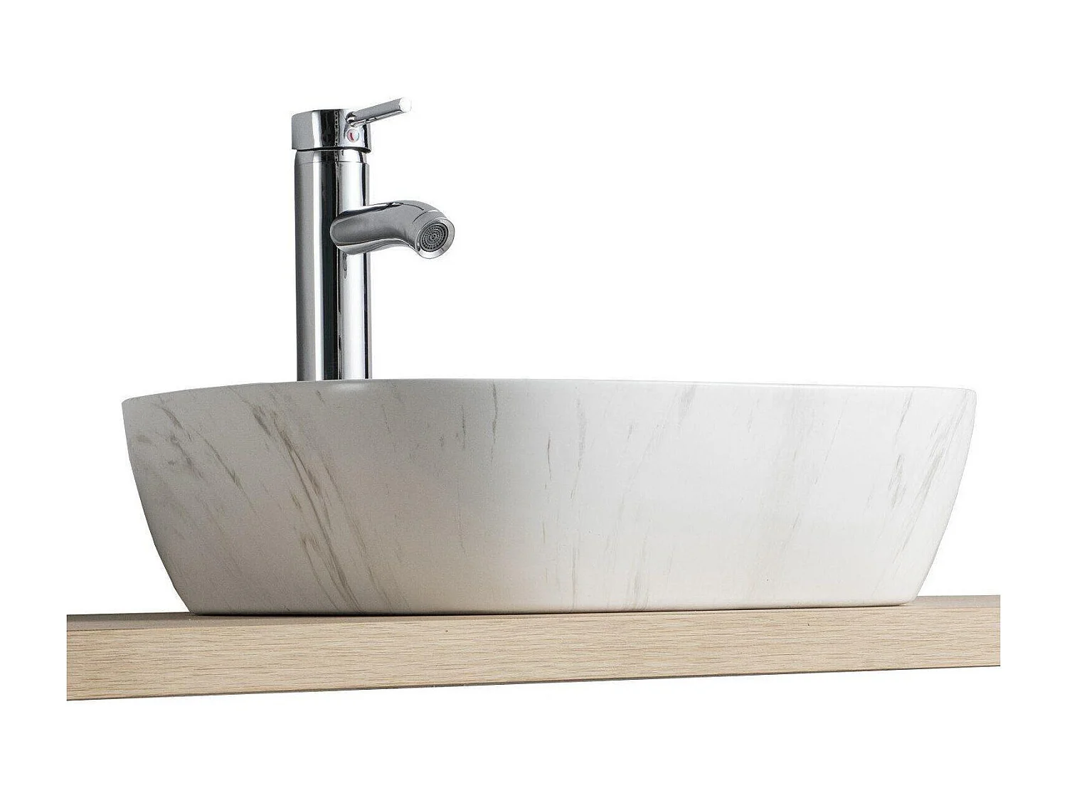 Lavabo ovale da appoggio in ceramica effetto marmo VADIM 46x37cm