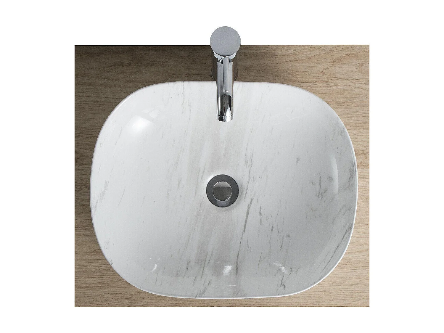 Lavabo ovale da appoggio in ceramica effetto marmo VADIM 46x37cm