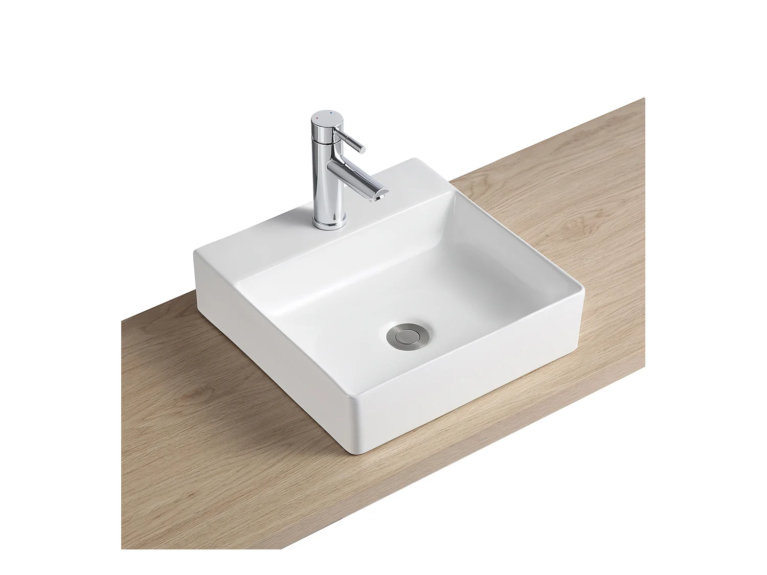 Vasque à poser ou à suspendre carrée en céramique 40cm