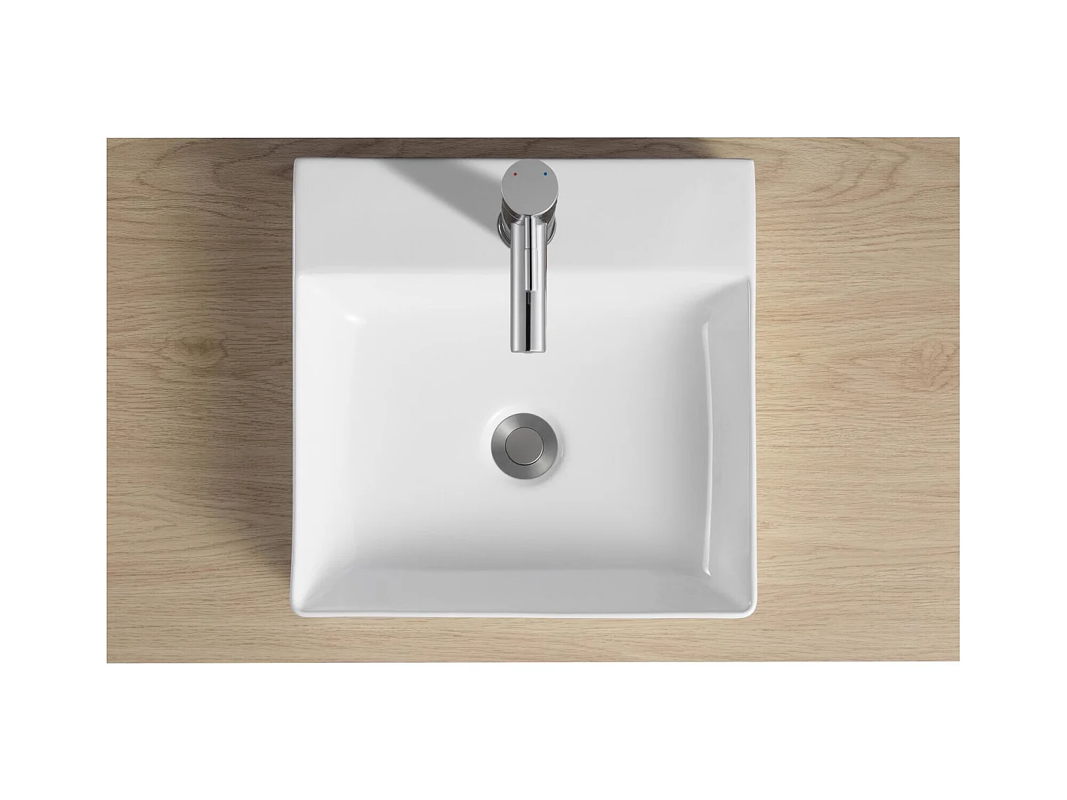 Lavabo sobre encimera cuadrado de cerámica blanca NAO de 40 cm