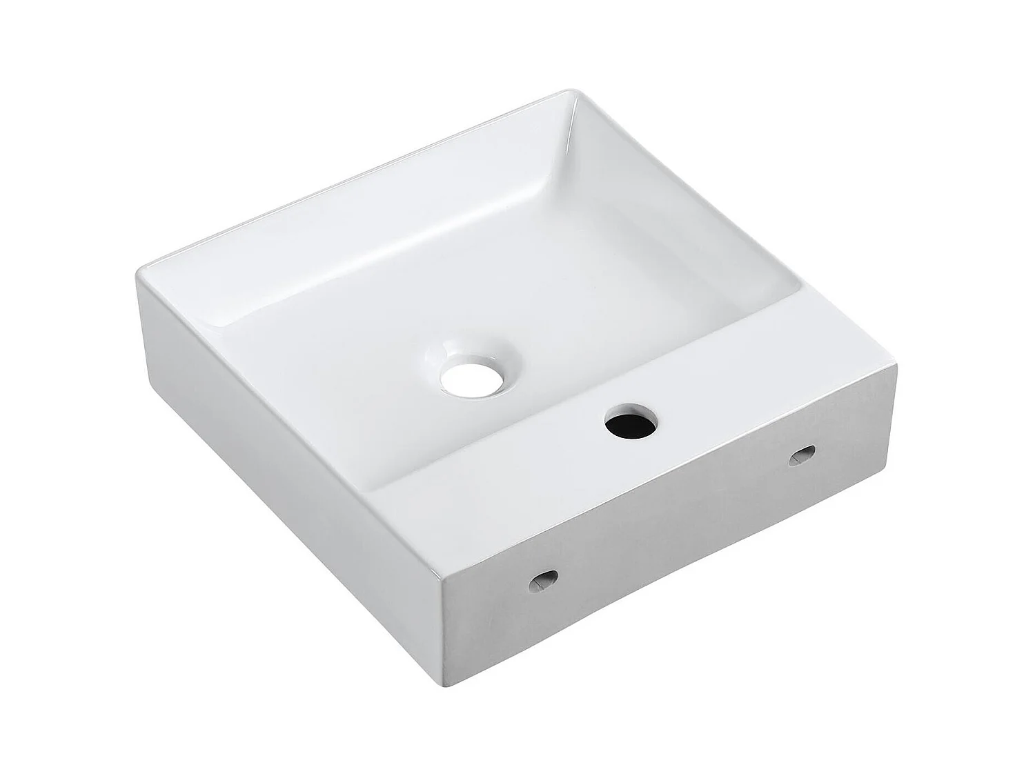 Lavabo sobre encimera cuadrado de cerámica blanca NAO de 40 cm