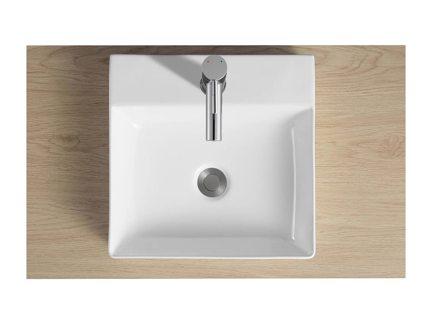 NAO 40 cm quadratisches Aufsatzwaschbecken aus weißer Keramik