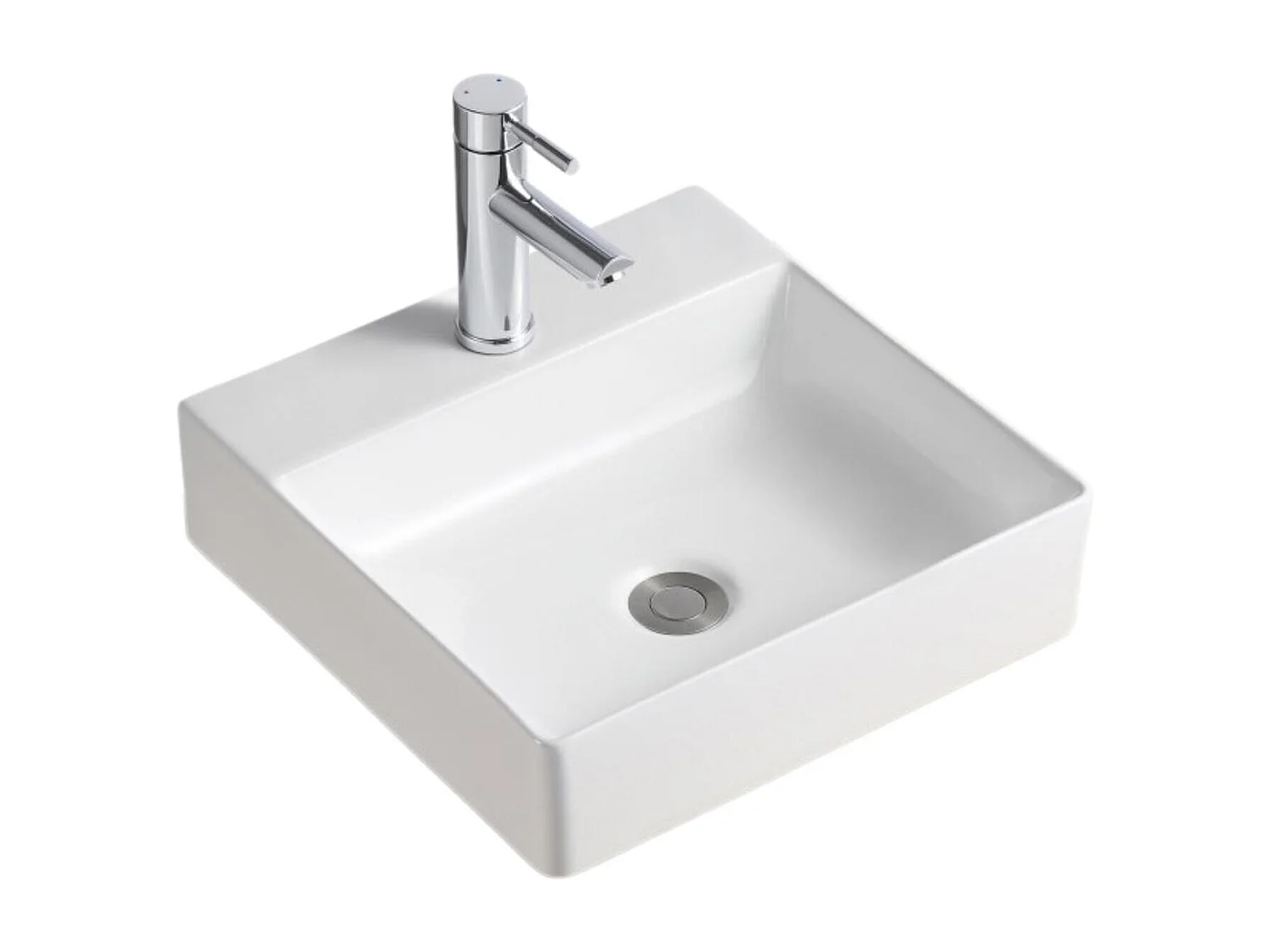 Vasque à poser ou à suspendre carrée en céramique 40cm