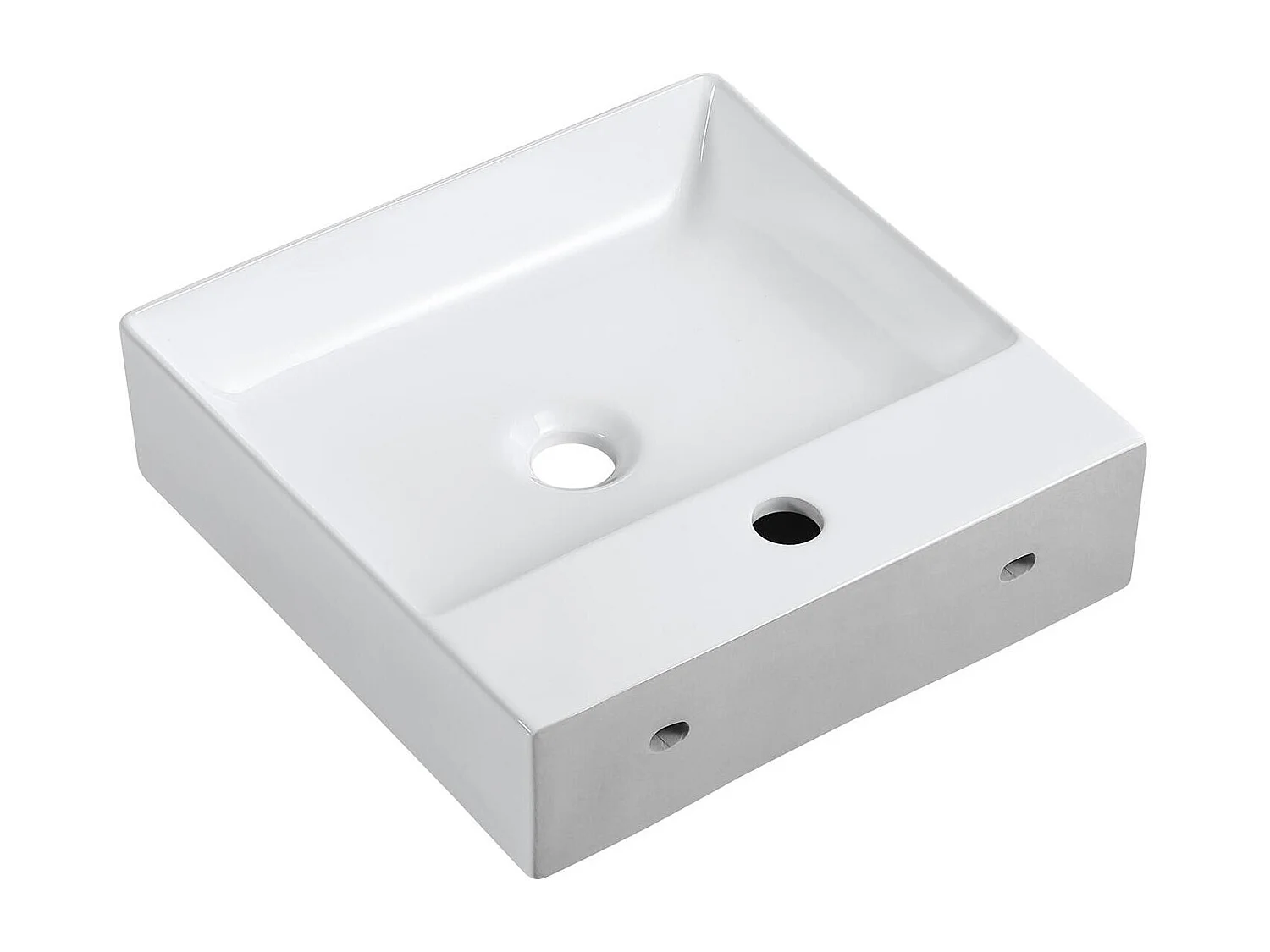 Vasque à poser ou à suspendre carrée en céramique 40cm