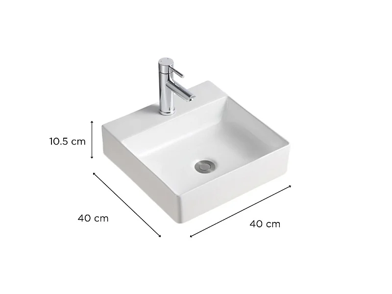 NAO 40cm biała ceramiczna kwadratowa umywalka nablatowa
