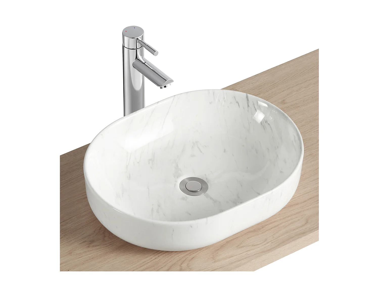 Lavabo sobre encimera de cerámica efecto mármol DIANE