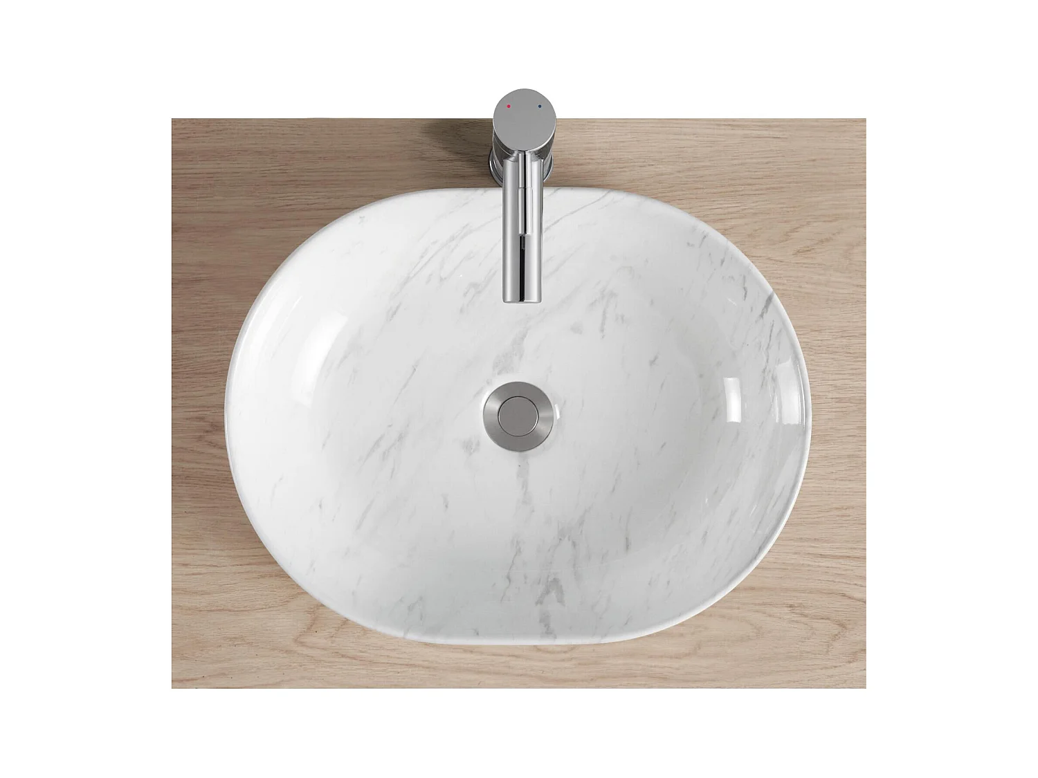 Lavabo sobre encimera de cerámica efecto mármol DIANE