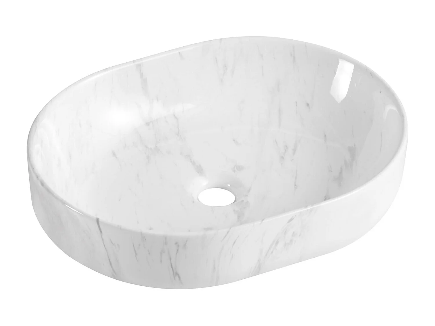 Vasque à poser ovale en céramique effet marbre 48x37cm