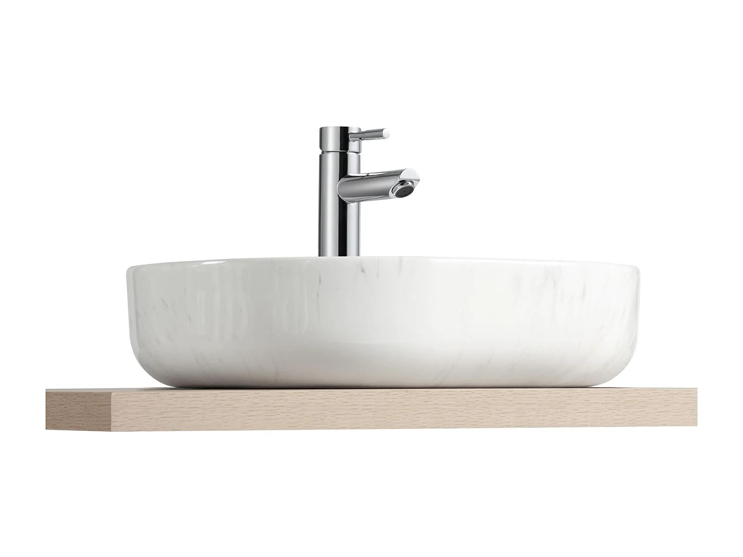 Vasque à poser ovale en céramique effet marbre 48x37cm