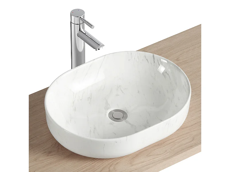 DIANE Keramik-Aufsatzwaschbecken in Marmoroptik