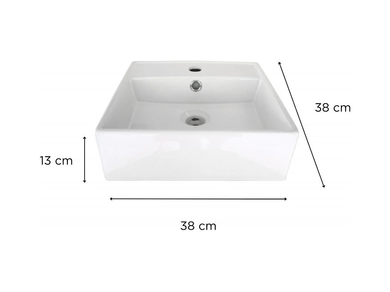 NINO 38 cm quadratisches Aufsatzwaschbecken aus weißer Keramik