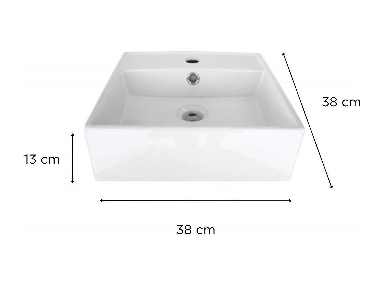 NINO 38cm witte keramische vierkante opzetwastafel