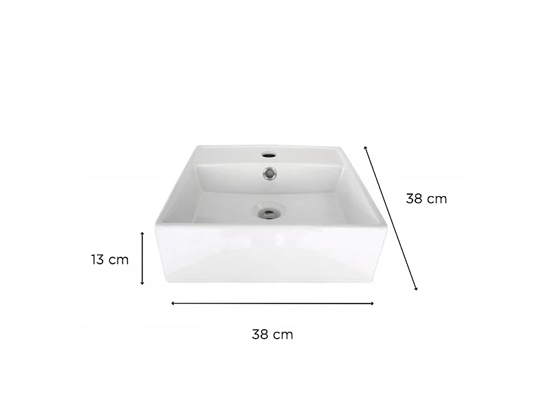 Umywalka NINO 38cm biała ceramiczna kwadratowa nablatowa