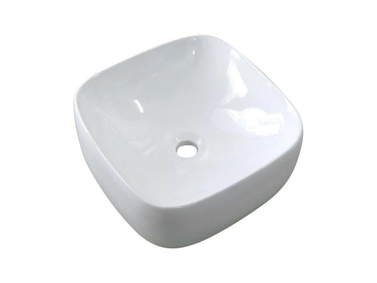 Lavabo da appoggio quadrato in ceramica bianca INU da 39 cm