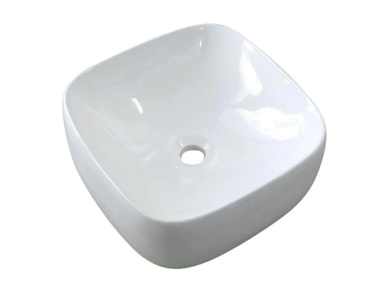 Lavabo sobre encimera cuadrado de cerámica blanca INU de 39 cm