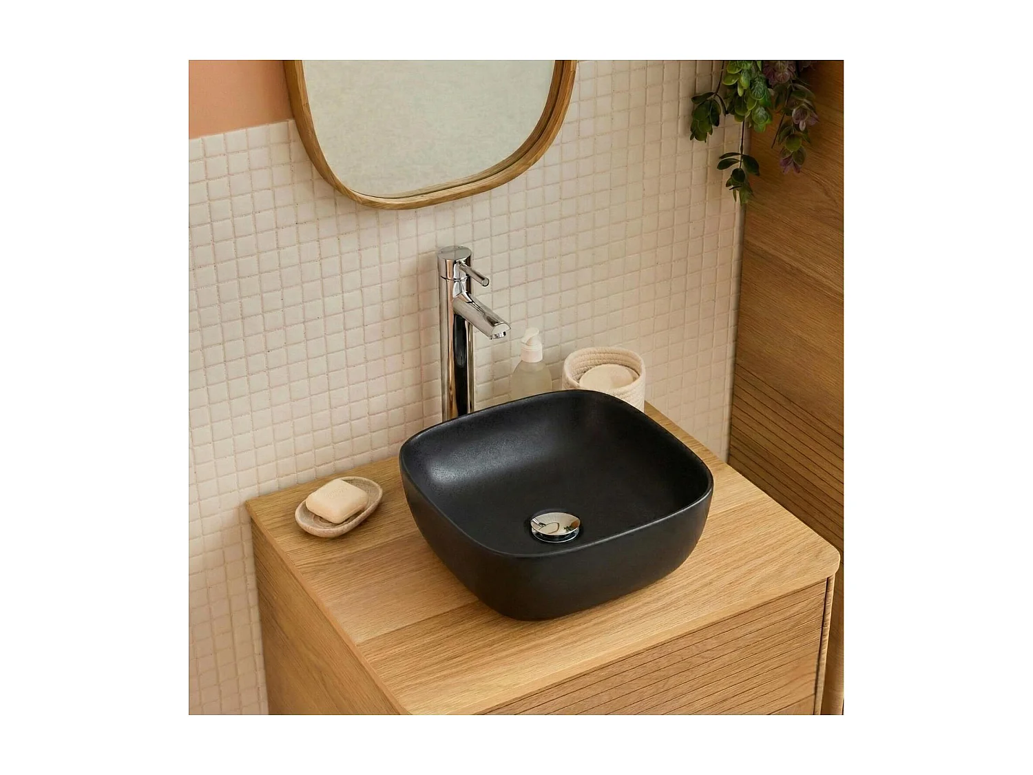 Vasque à poser carrée en céramique 37cm