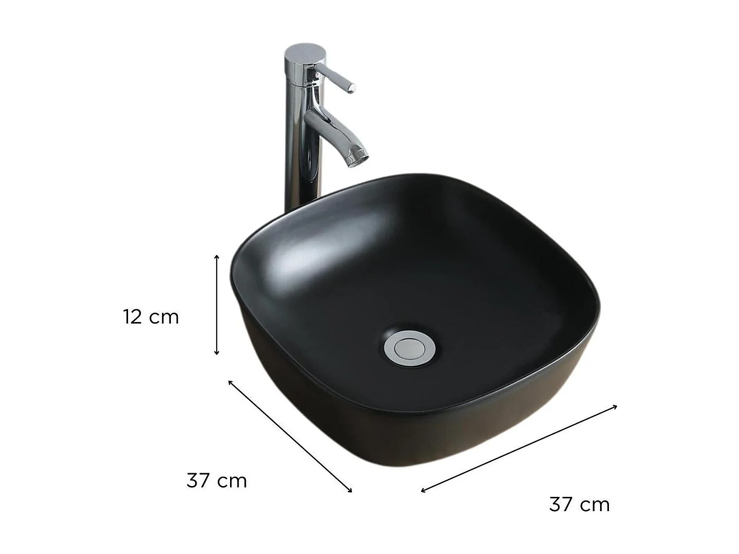 Vasque à poser carrée en céramique 37cm