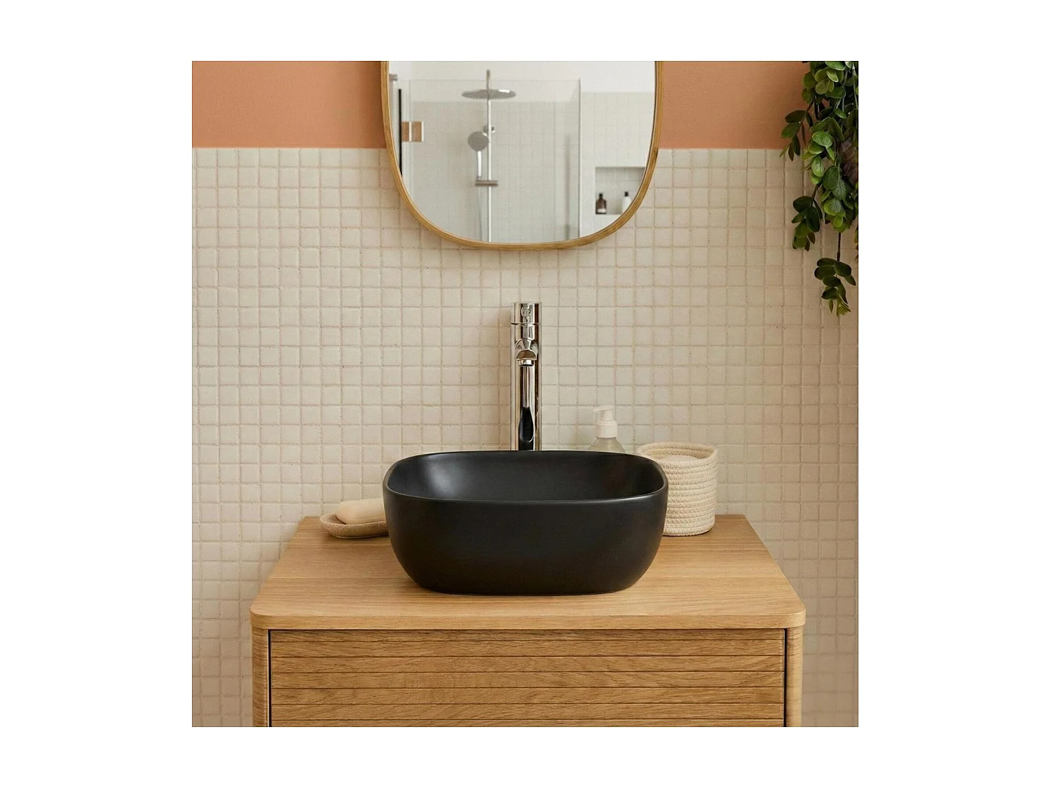 Vasque à poser carrée en céramique 37cm