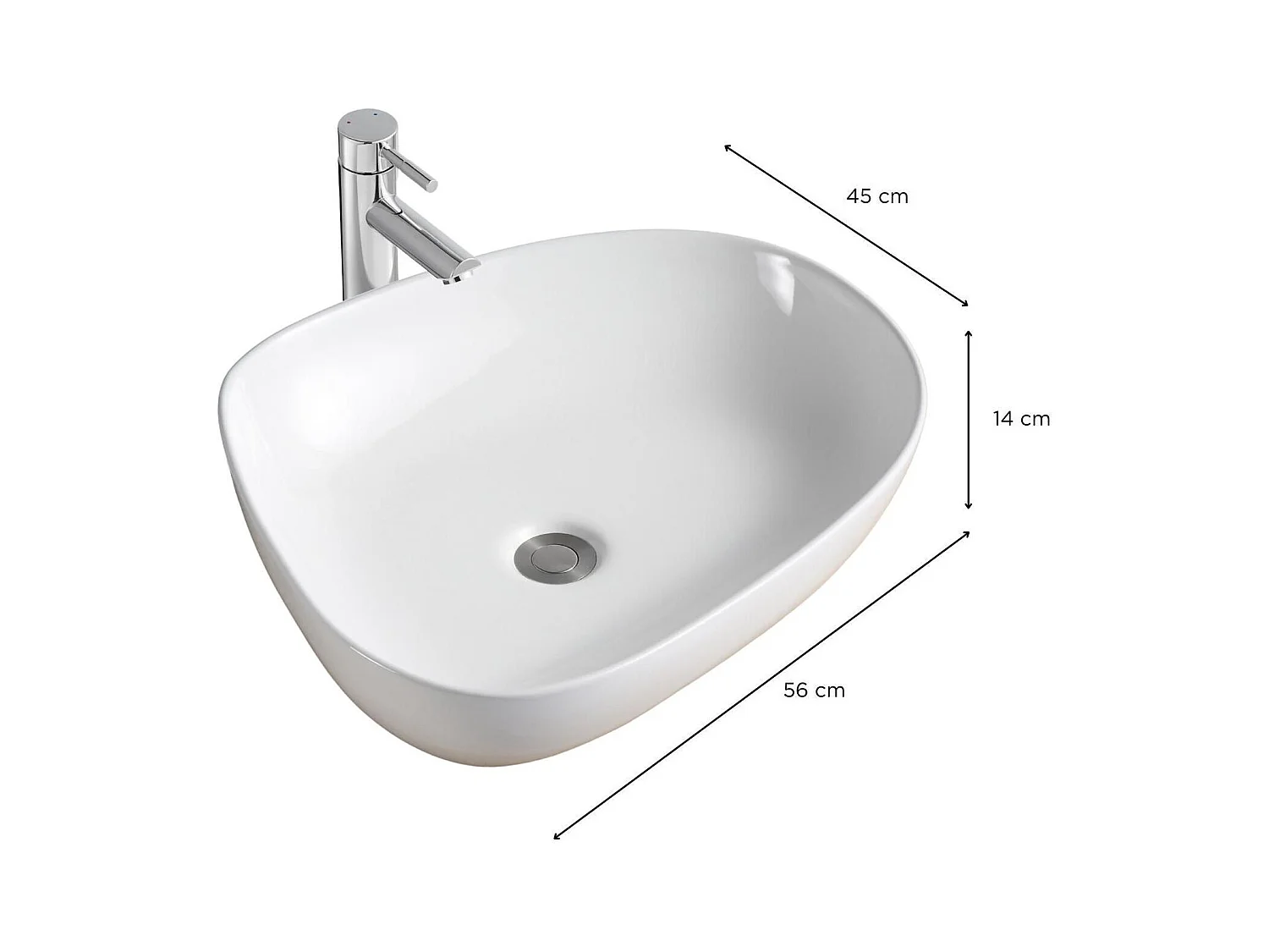 CHARLY Aufsatzwaschbecken aus weißem Keramikkiesel 56x45cm