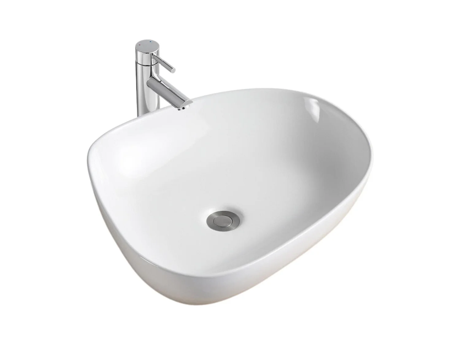 CHARLY witte keramische kiezelsteen wastafel 56x45cm