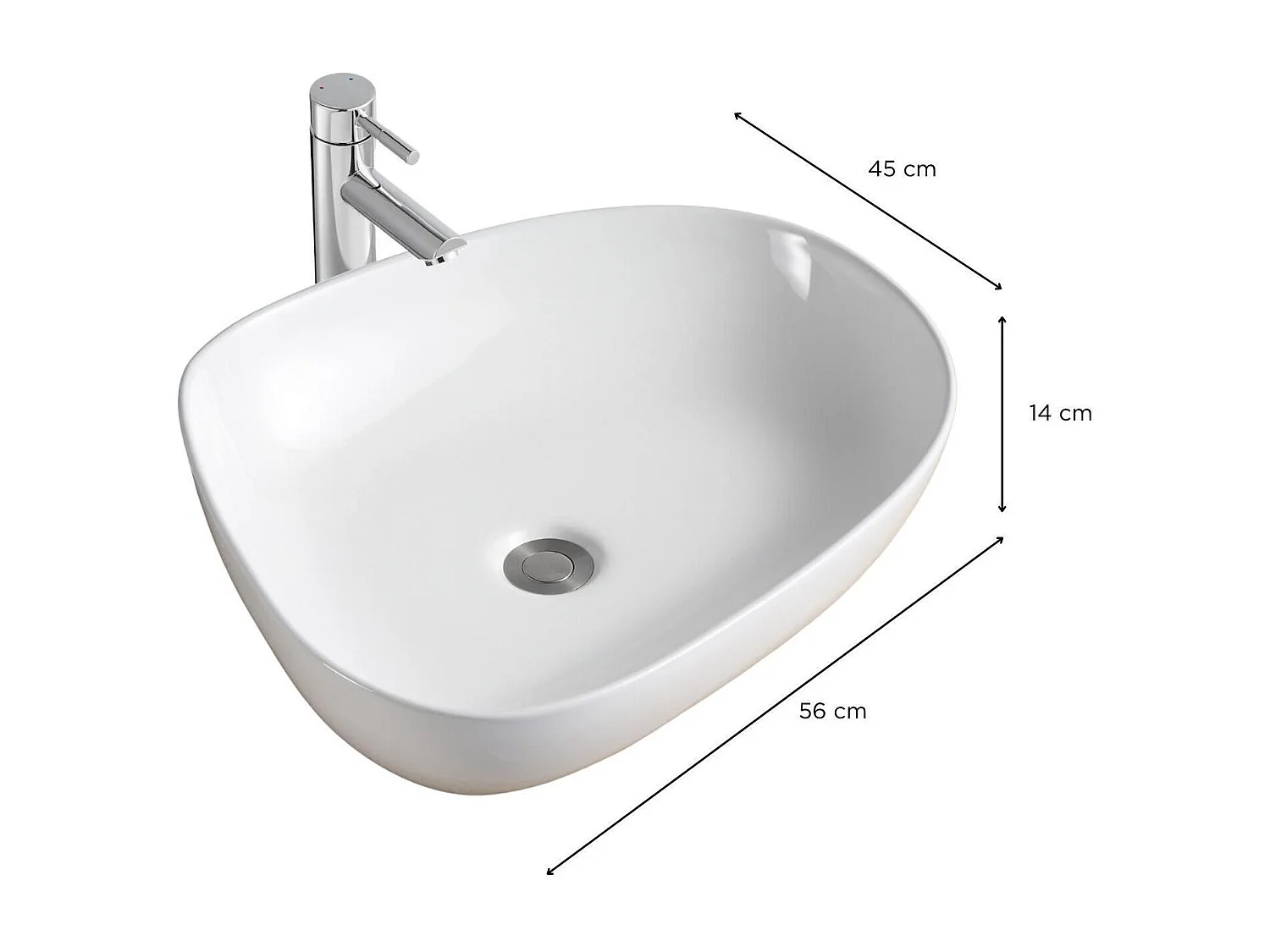 CHARLY witte keramische kiezelsteen wastafel 56x45cm