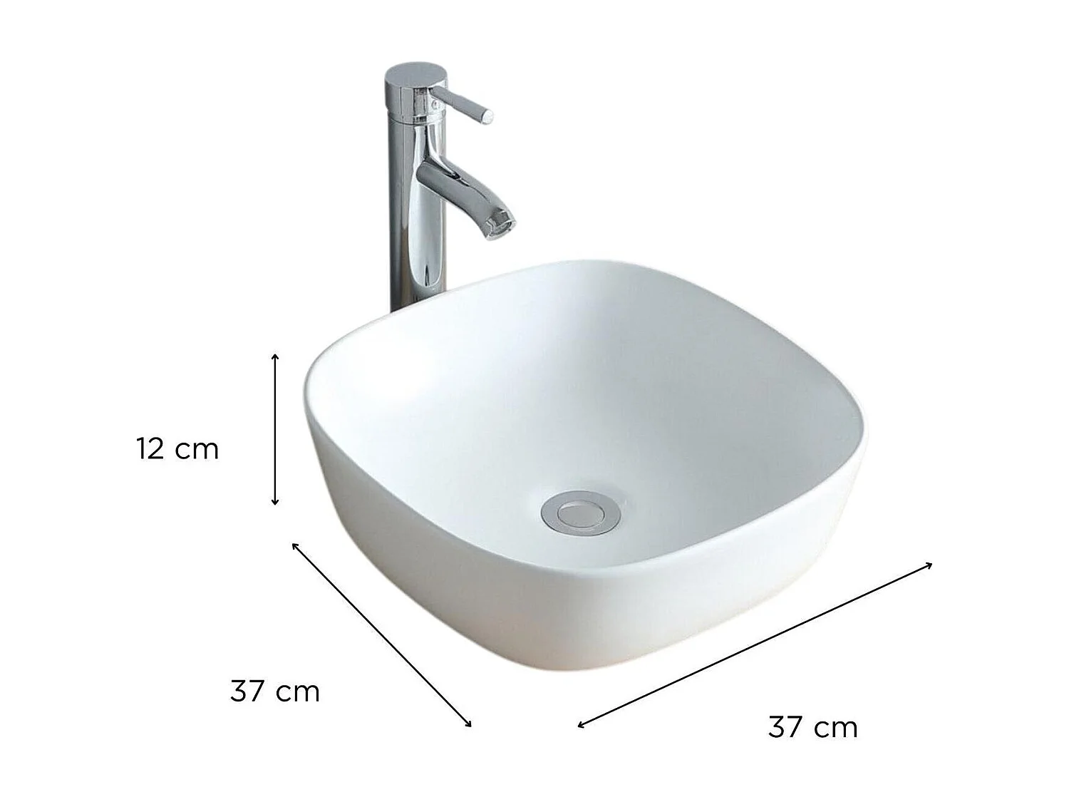 Vasque à poser carrée en céramique 37cm