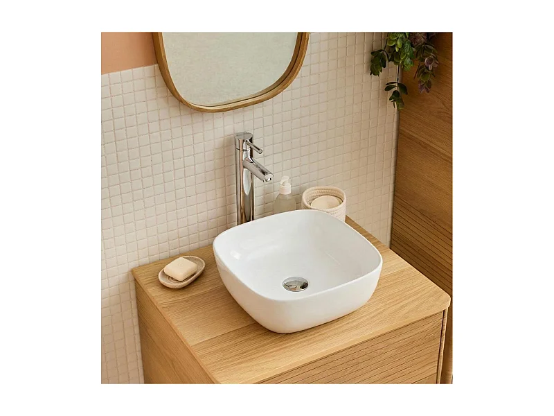 Lavabo cuadrado sobre encimera de cerámica 37 cm DIEGO