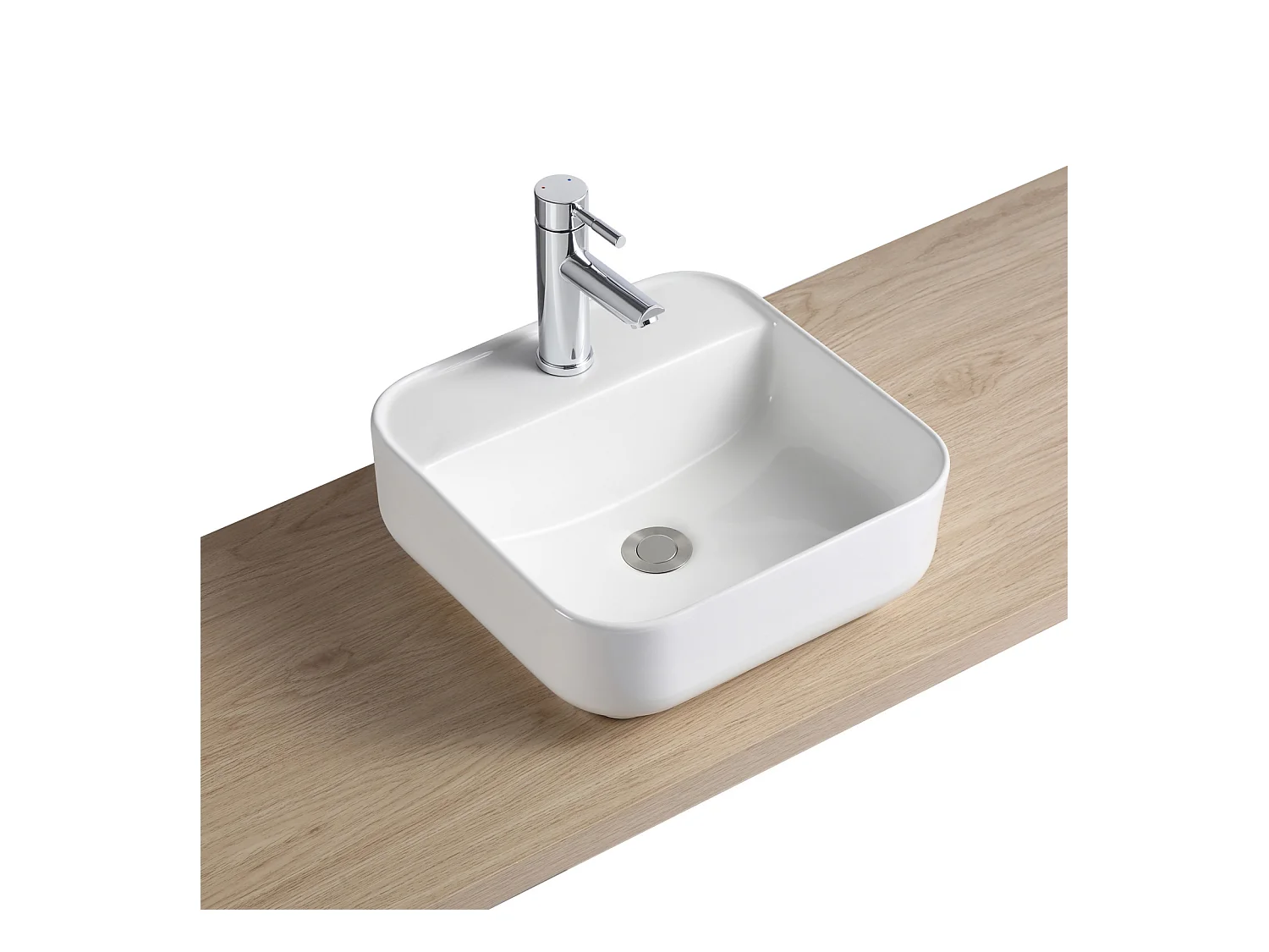 Vasque à poser carrée en céramique blanche 39cm