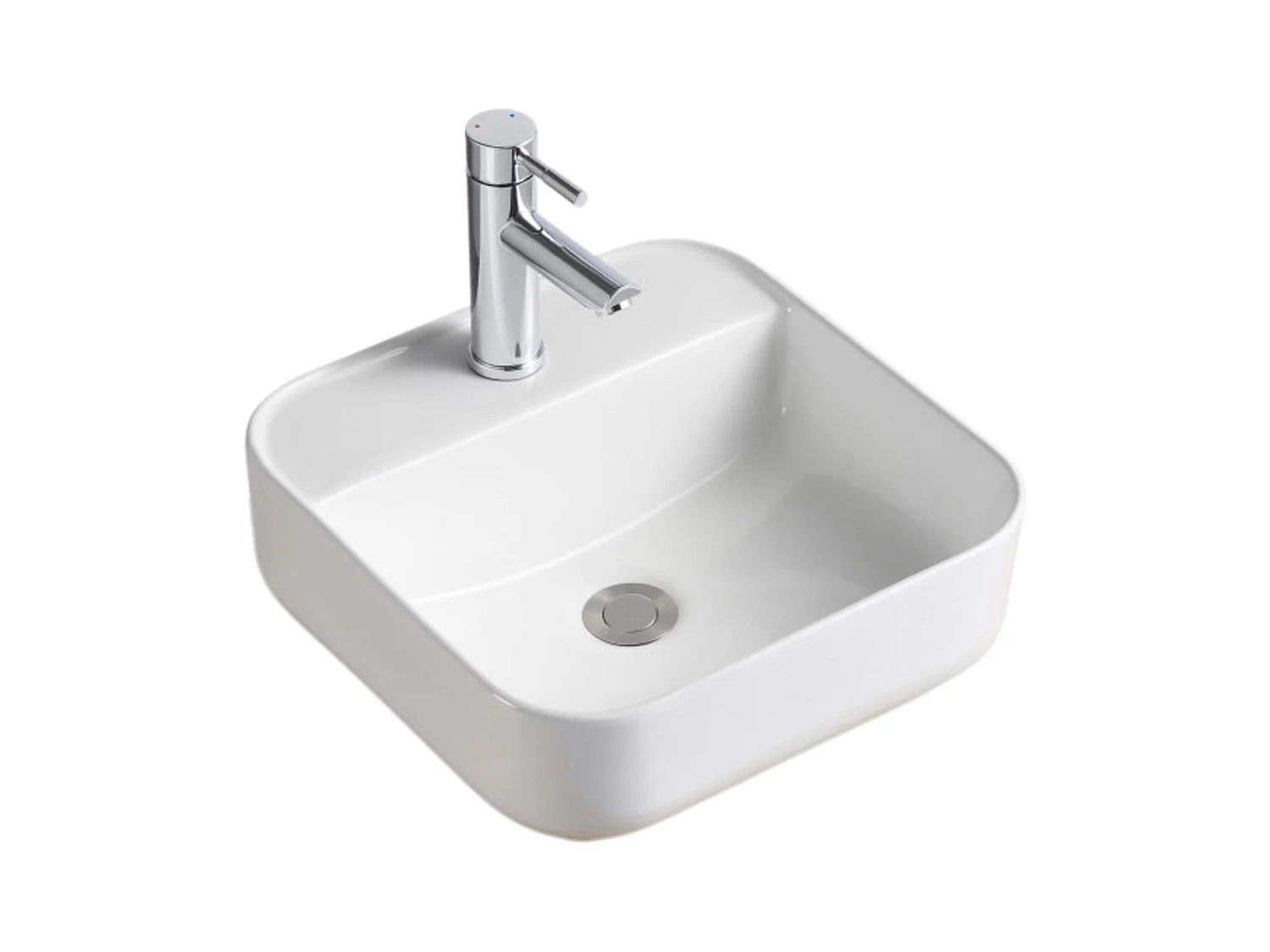 Vasque à poser carrée en céramique blanche 39cm