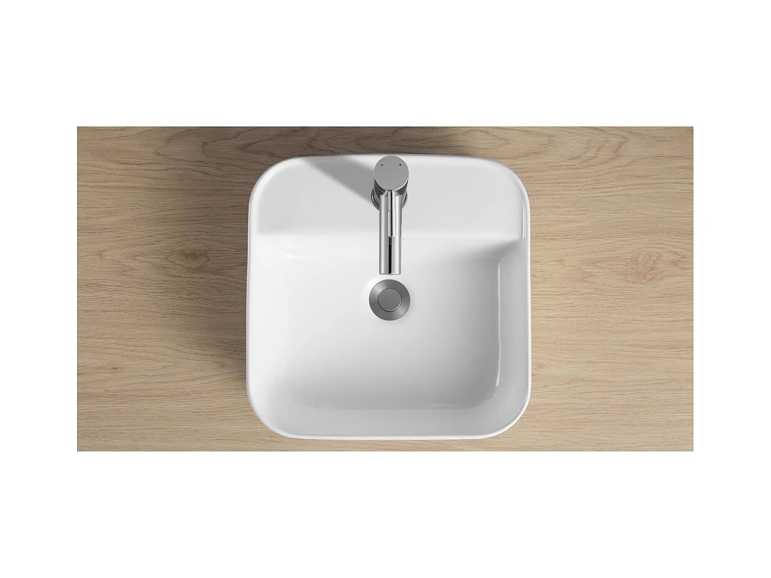 Vasque à poser carrée en céramique blanche 39cm