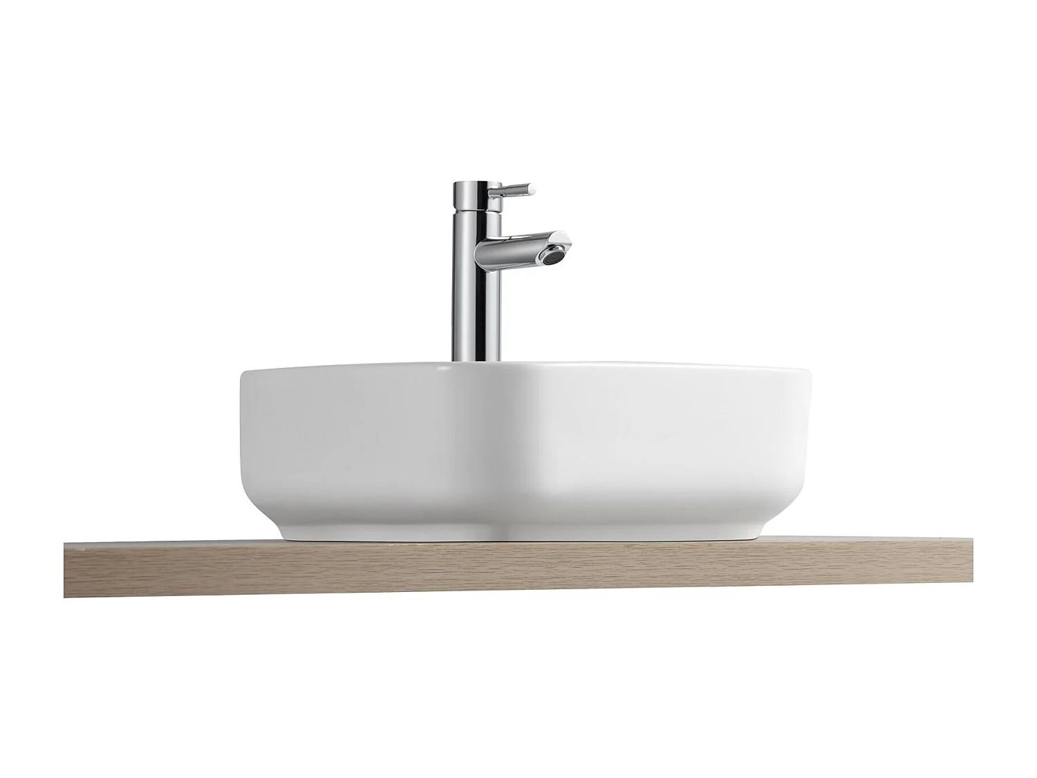 CLARA 39 cm quadratisches Aufsatzwaschbecken aus weißer Keramik