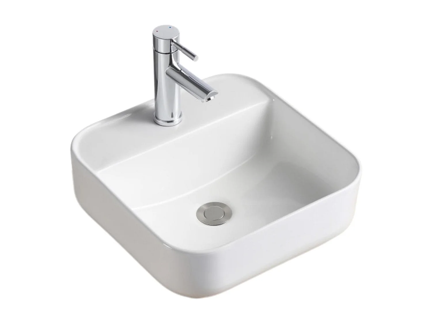 CLARA 39 cm quadratisches Aufsatzwaschbecken aus weißer Keramik